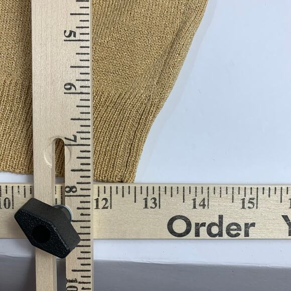 St John Basics Santana Knit Gold Metallic Crop Tank Top Sweater Women Sz M USA - Picture 7 of 8